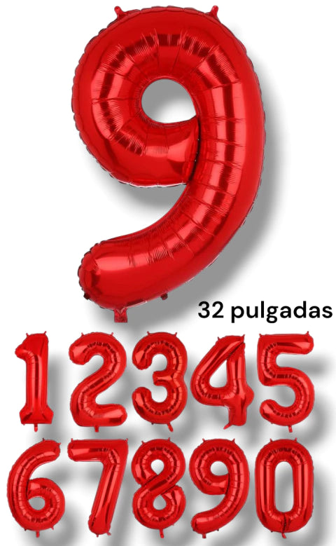 CL3-GLOBO NUMERO DE 32 PULGADAS ROJO
