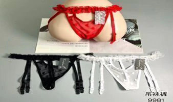 TANGA DE ENCAJE + PORTALIGAS CHONG KEER X 12 UNIDADES (HT-3004/66880)