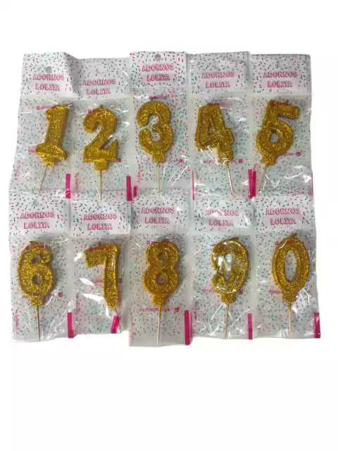 CL3-VELA NÚMERO CON BRILLO DORADO (elegir numero en whatsapp)