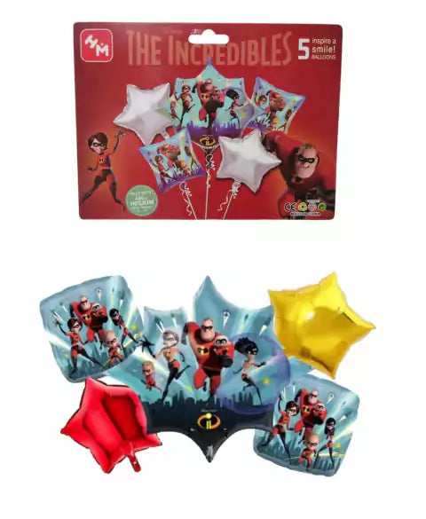 CL3-SET DE GLOBOS THE INCREÍBLES X 5 PCS