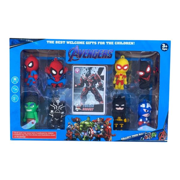 MUÑECO AVENGERS X8 CON CARTA