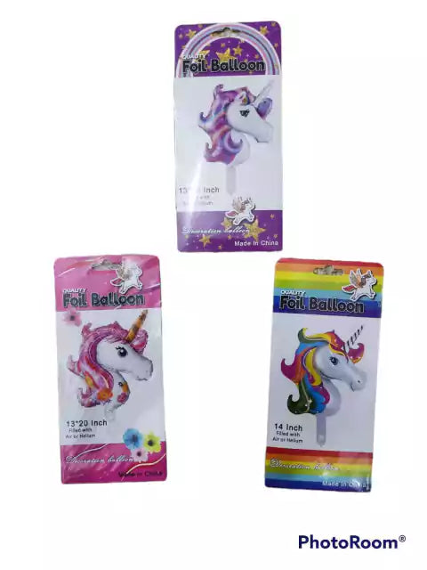 CL3-GLOBO DE UNICORNIO EN PAQUETE DE A UNO. aprox de 40 cm