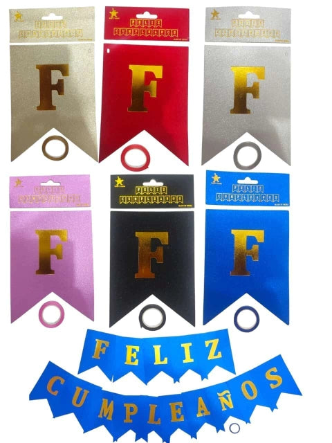 CL3-BANDERIN FELIZ CUMPLEAÑOS X C/ BRILLO