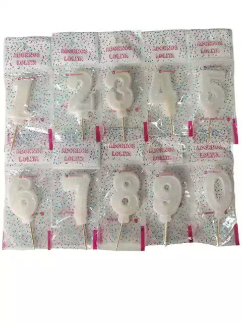 CL3-VELA NÚMERO CON BRILLO BLANCO (elegir numero por whapsap)