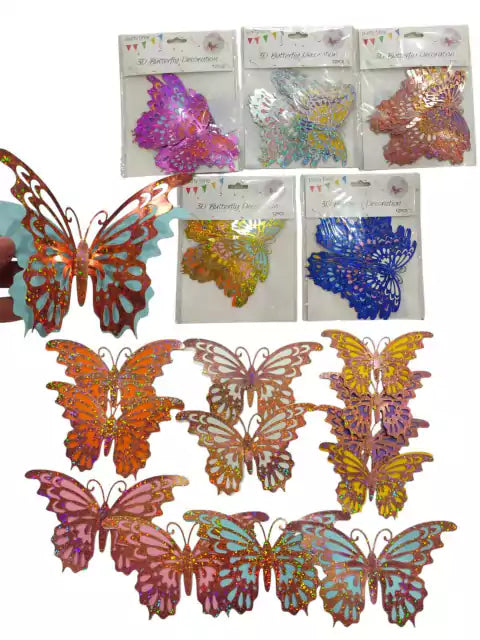 CL3-MARIPOSA P/ DECORACIÓN X 12 UNIDAD BRILLOS