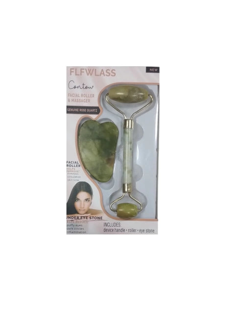 GMF-Kit Masajeador facial Jade Rodillo +piedra Guasha ( COD. 24083)