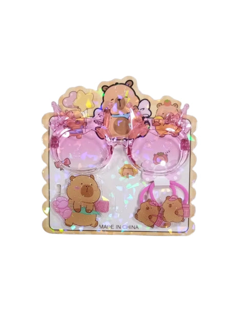 GMF-Set lentes, colita de pelo + broche CAPIBARA ( HT- 1953-2/ 5041)