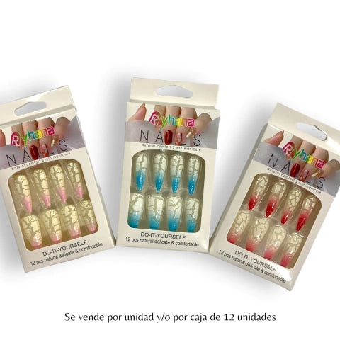 GMF-UÑAS POSTIZAS STILETTO CRAQUELADO RYHANA COD.52044