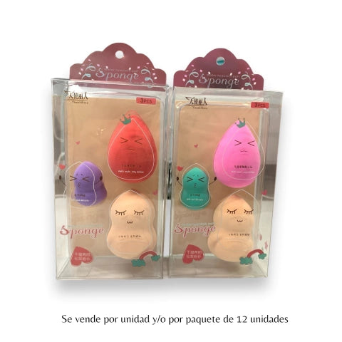 GMF-SET DE ESPONJAS PARA EL ROSTRO X3 BEAUTY BLENDER SPONGE COD.05722