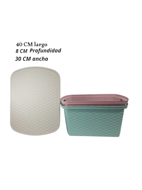 GMF-Canasto plástico grande ratan con tapa 15L (cod.07615)