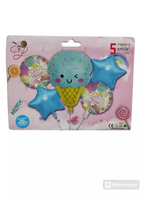 CL3-SET DE GLOBOS X 5 UNIDADES HELADOS