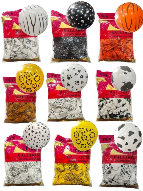 CL3-GLOBO LÁTEX X 100 UNIDAD ANIMAL PRINT 12"