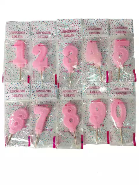 CL3-VELA NÚMERO CON BRILLO ROSA (elegir numero por whapsap)
