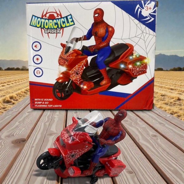 IHT-SPIDERMAN CON MOTO LOCO CON LUZ Y SONIDO