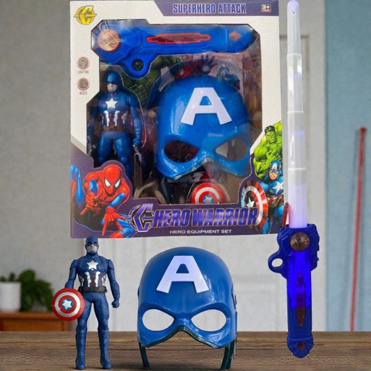 IHT-CAPITAN AMERICA MASCARA, ESPADA CON LUZ