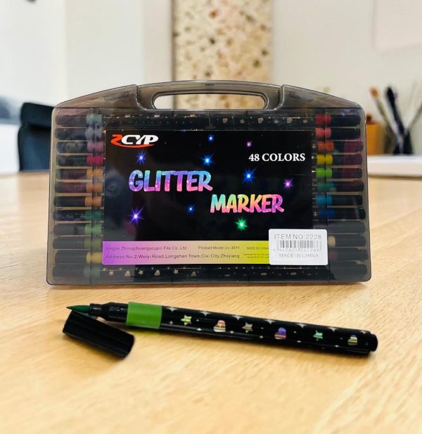 FIBRA MARCADOR GLITTER x48
