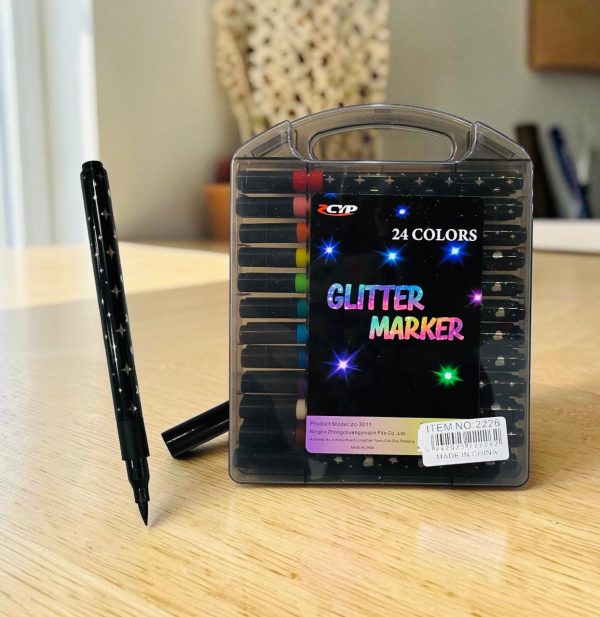FIBRA MARCADOR GLITTER x24