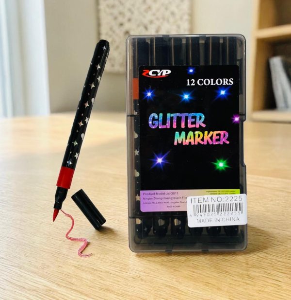 FIBRA MARCADOR GLITTER x12