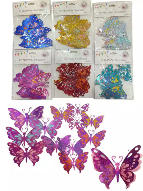 CL3-MARIPOSACON BRILLO P/ DECORACIÓN X 12 UNIDAD