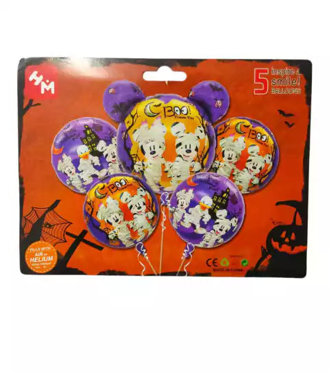 CL3-COMBO DE GLOBOS X 5 HALLOWEEN MICKEY Y MINNIE