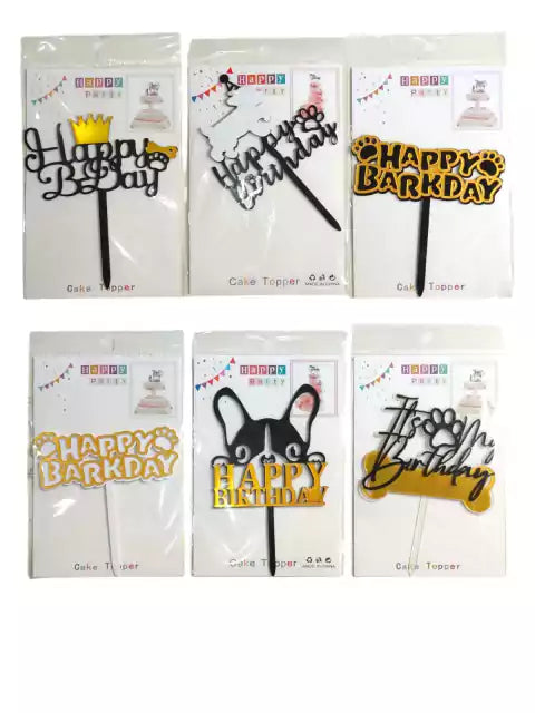 CL3-狗狗生日快乐蛋糕装饰牌