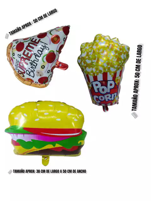 CL3-GLOBO # PIZZA # POCHOCLO # BURBUE X 10 UNIDAD