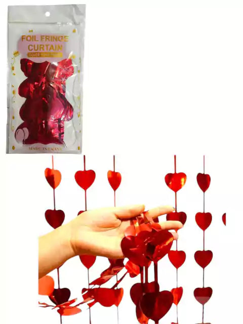 CL3-CORTINA CORAZÓN SOLO ROJO