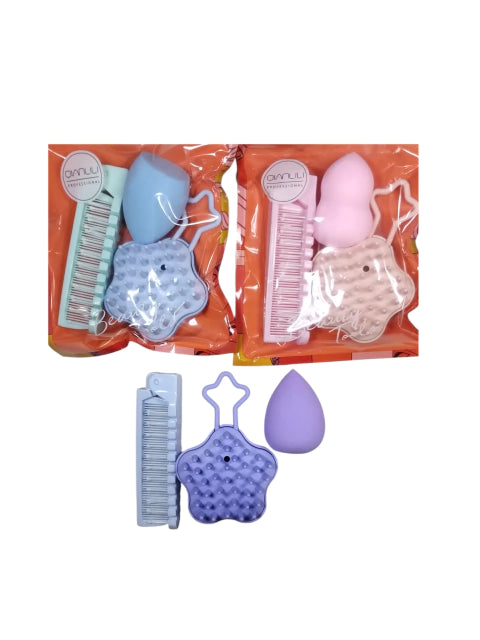 GMF-Set cebillos faciales + esponja de maquillaje ( Ht- 2370/ 3702)