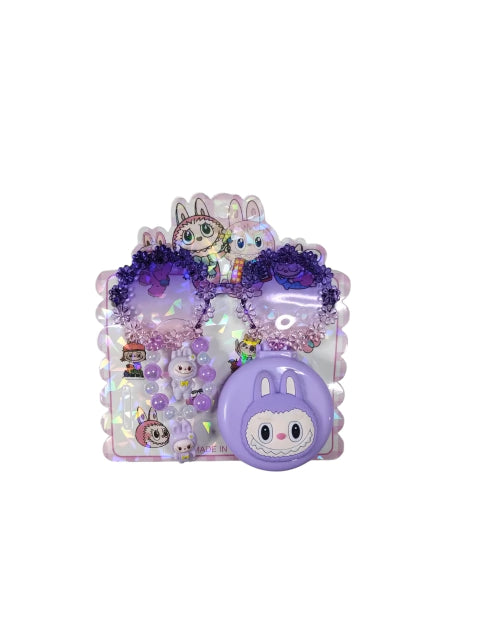 KIT LABUBU (ANTEOJOS,PULSERA, ANILLO + CEPILLO CON ESPEJO) (COD. 25560)