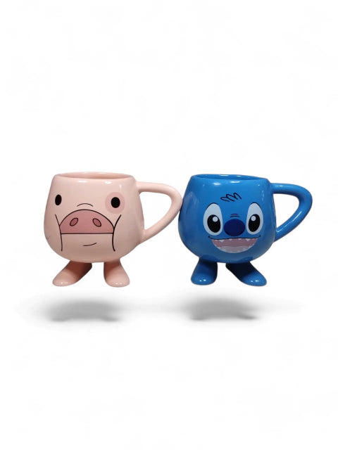 GMF-Taza cerámica Stitch y Cerdito con manija