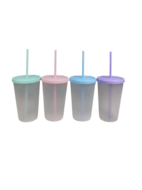 GMF-Vaso con Glitter y sorbete ( COD. 00642)