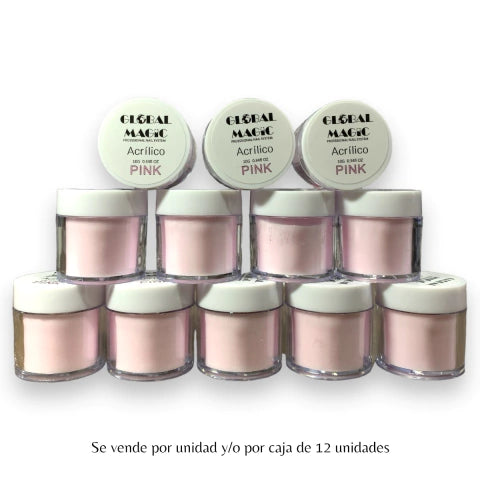 GMF-ACRÍLICO PINK Y CLEAR PARA UÑAS 10GR GLOBAL MAGIC COD.85199