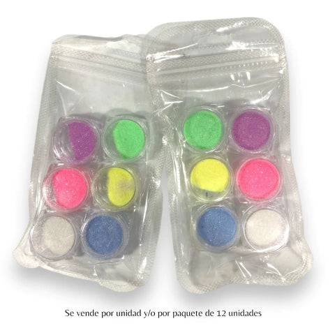 GMF-GLITTER DE COLORES PARA UÑAS X6 COD.06162