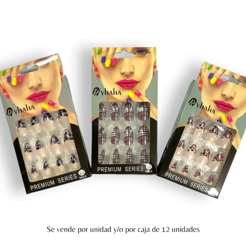 GMF-UÑAS POSTIZAS ALMENDRA CON DISEÑOS RYHANA COD.10108