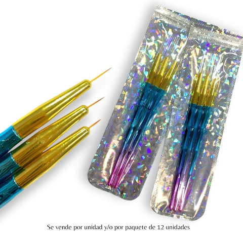 GMF-PINCEL LINER PARA UÑAS X3 TAMAÑOS COD.05575