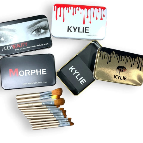 GMF-SET DE BROCHAS PARA ROSTRO Y OJOS X12 KYLIE, MORPHE &amp; HUDABEAUTY