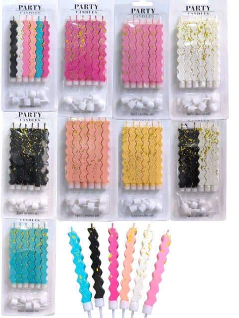 VELAS RIZADOS X6 VARIOS COLORES