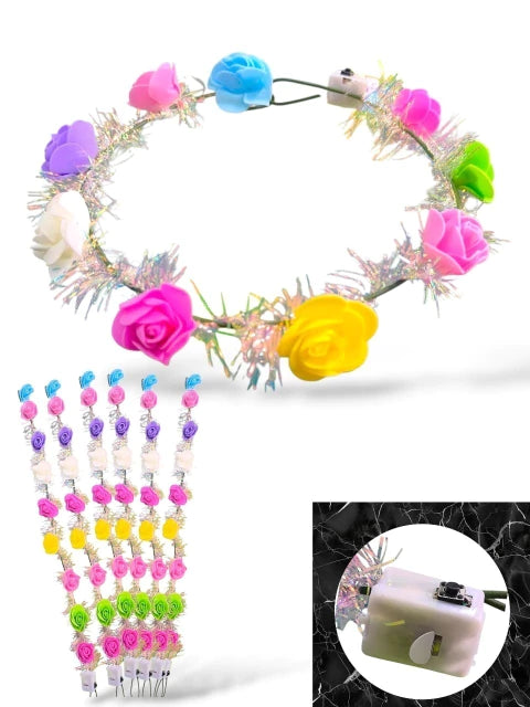 PACK DE CORONAS CON FLORES X12 CON LUCES 3 FUNCIONES