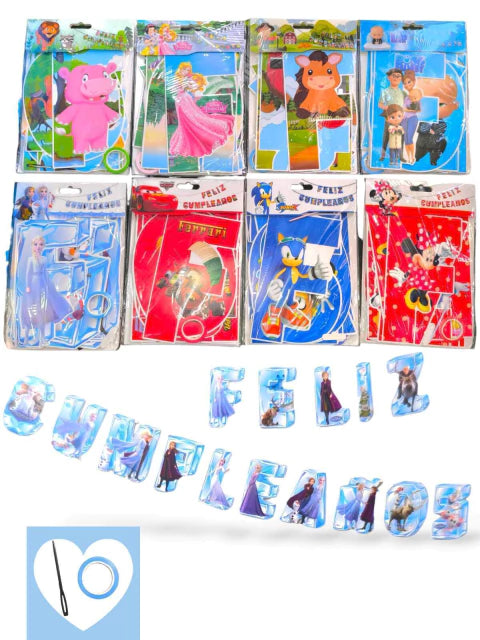 BANDERINES FELIZ CUMPLEANOS PERSONAJES