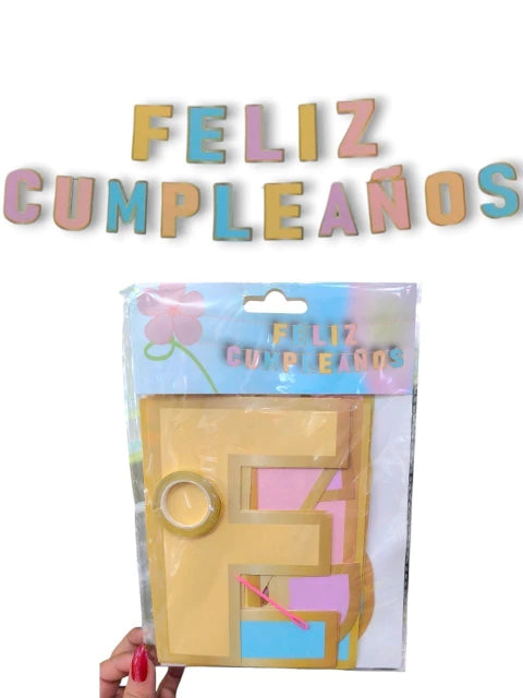 BANDERIN FELIZ CUMPLEANOS PASTEL