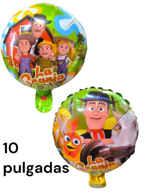 GLOBO REDONDO 10 PULGADAS LA GRANJA DOS CARAS