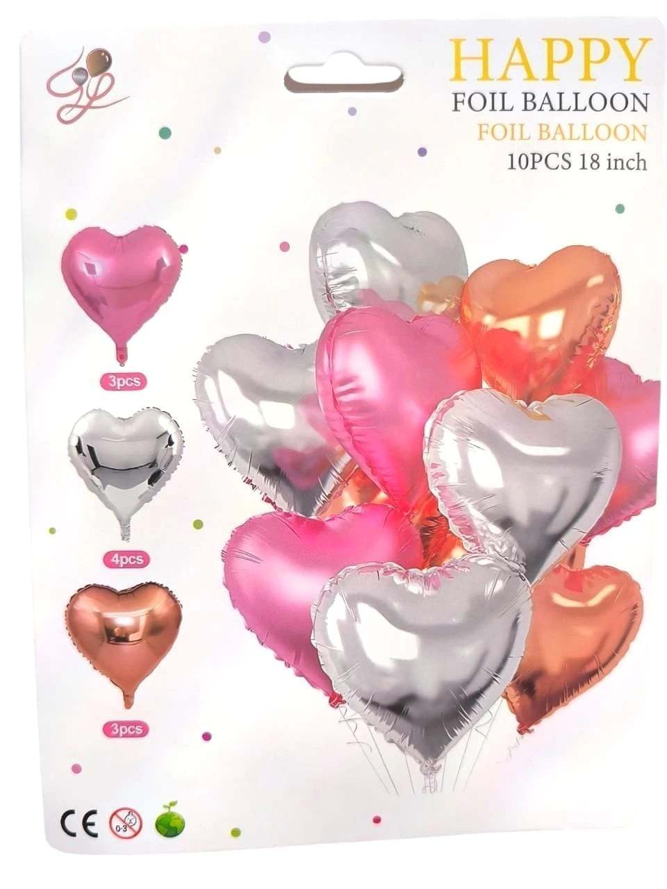 CL3-PACK DE GLOBOS DE 18 PULGADAS FORMAS DE CORAZONES