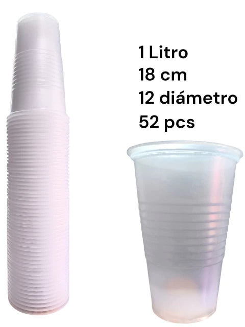 vaso descartable de 1L de 52 pcs