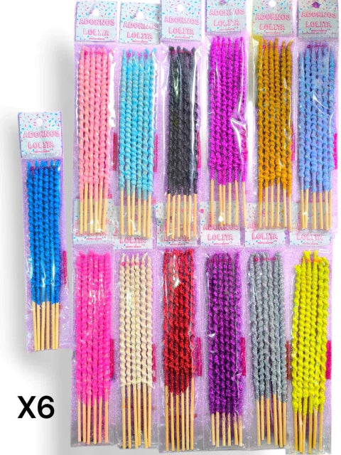 velas rulitos c/ brillo x6